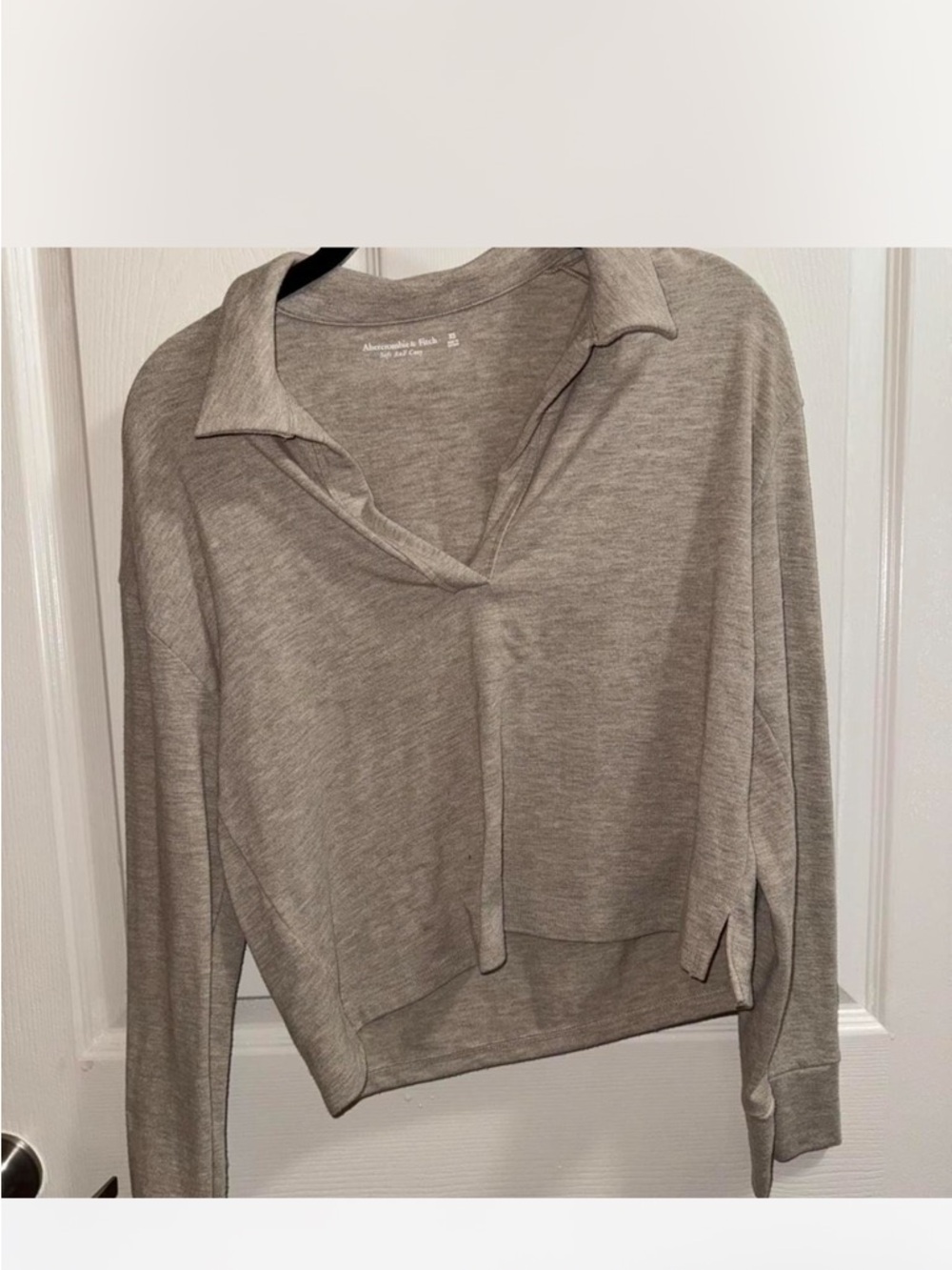 Abercrombie & Fitch Taupe Heather Polo Pullover